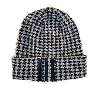 Adidas Ivy Park Houndstooth Beanie Hat Black Grey Beyonce Three Stripe OS